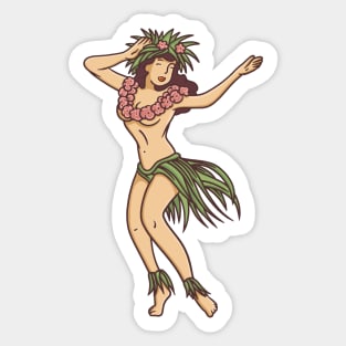 Retro Hawaiian Hula Girl Dancer Sticker